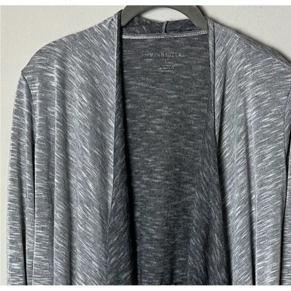 Van Heusen Open Waterfall Cardigan Top Size Large Gray Long Sleeves Casual Work - Picture 3 of 5